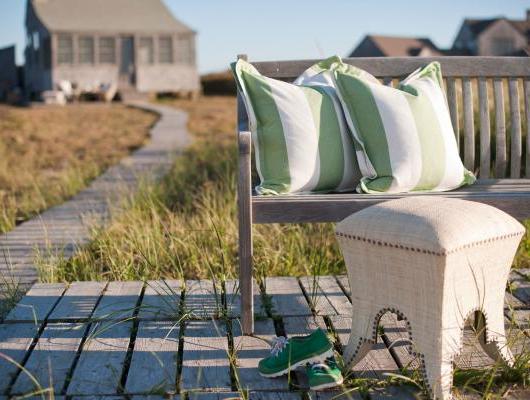 Striped outdoor pillows at Nantucket Looms